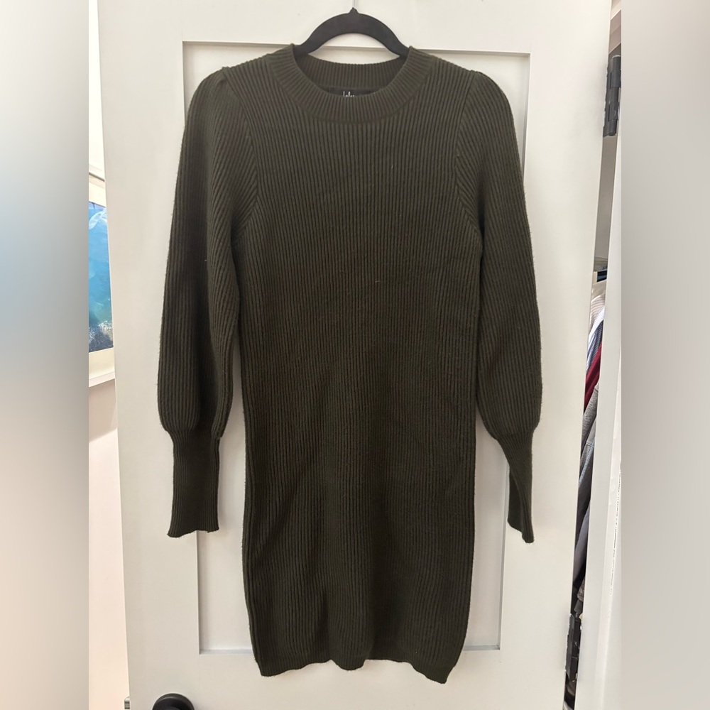 Lulus olive green ribbed knit sweater dress